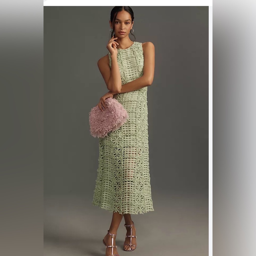 Endless Rose Mint Green Crochet Midi Dress